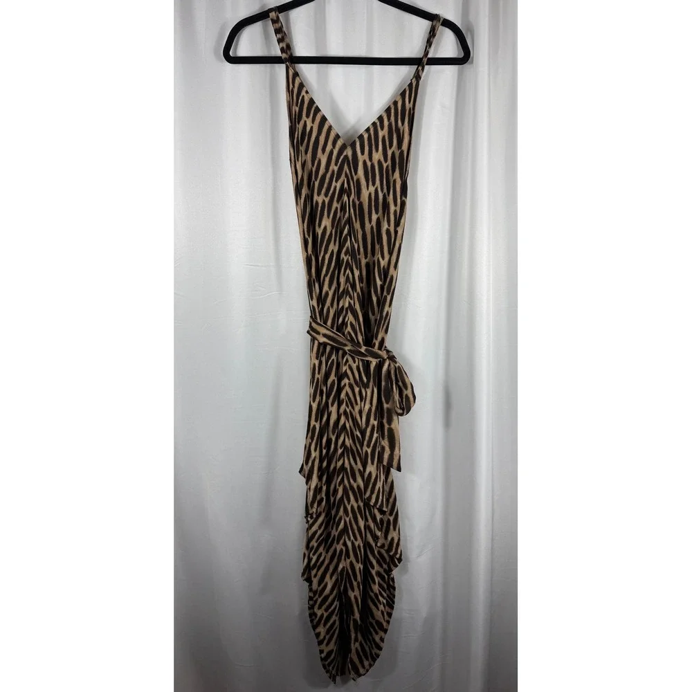 MICHAEL KORS Animal Print 100%‎ Silk Camisole Midi Dress